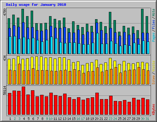 Daily usage for January 2010