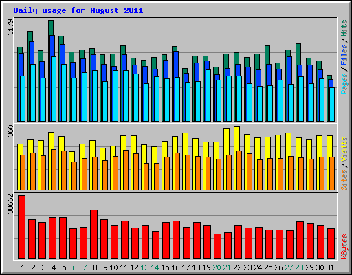 Daily usage for August 2011