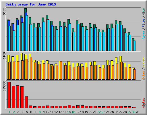Daily usage for June 2013