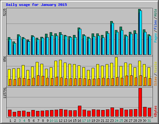 Daily usage for January 2015