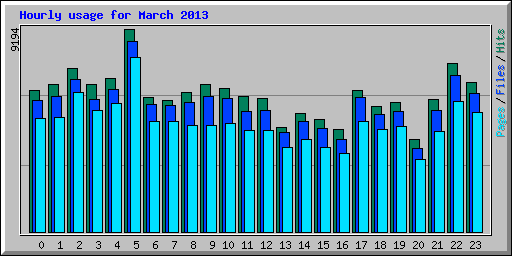 Hourly usage for March 2013