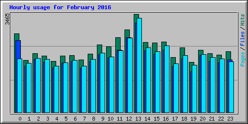 Hourly usage for February 2016