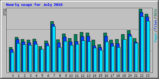 Hourly usage for July 2016